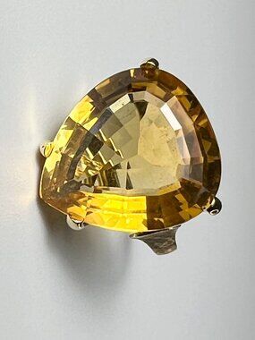 Vintage Pear Cut Imperial Yellow Topaz Cocktail Ring set in 18K Yellow Gold